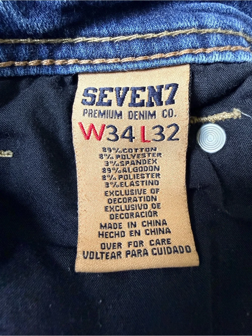 Seven7 Premium Denim Co. Men's Straight Fit‎ Blue Jeans Wash W34